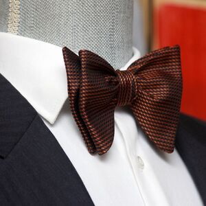 NWT Men's Self tied Bow Tie Orange Black Ornament Silk big Butterfly Bowtie S672